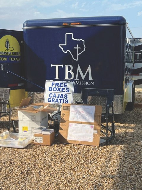 Free boxes and supplies prepared for box ministry distribution.